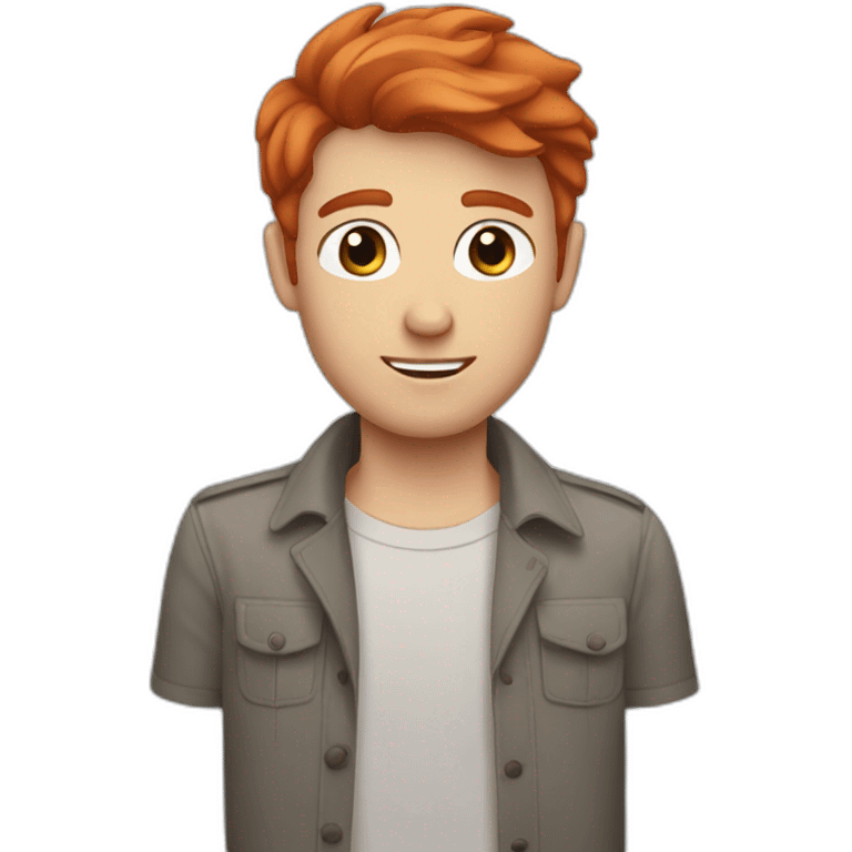 Red short hair white man with blue eyes and stabyhound emoji