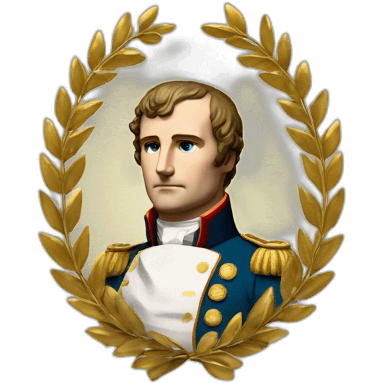 Laurel wreath on short hair serious napoleon bonaparte golden statue emoji