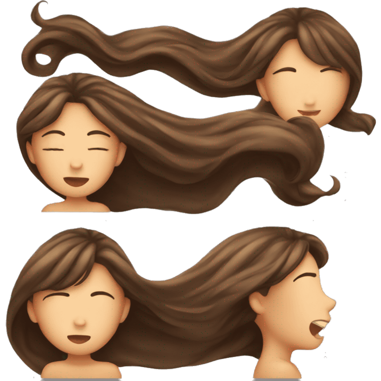 girl with long brown hair sends an air kiss emoji