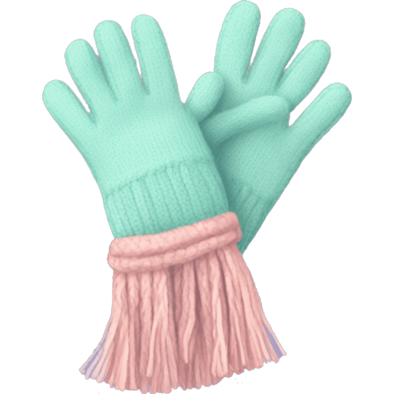 Gloves and Scarf: A matching set in pastel colors, with a cozy texture, and tassels on the ends of the scarf. emoji