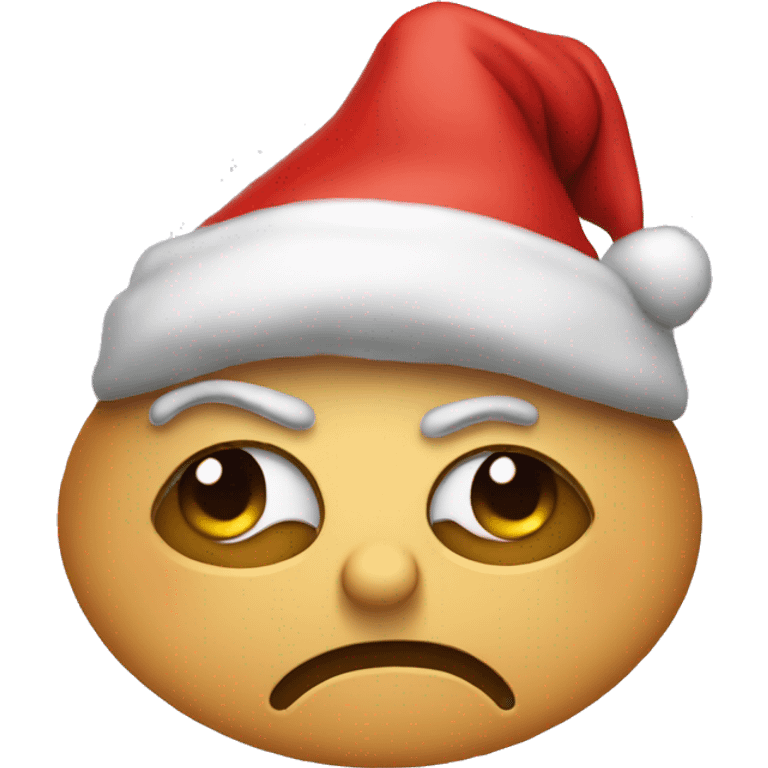 Sad emoji in Christmas hat emoji