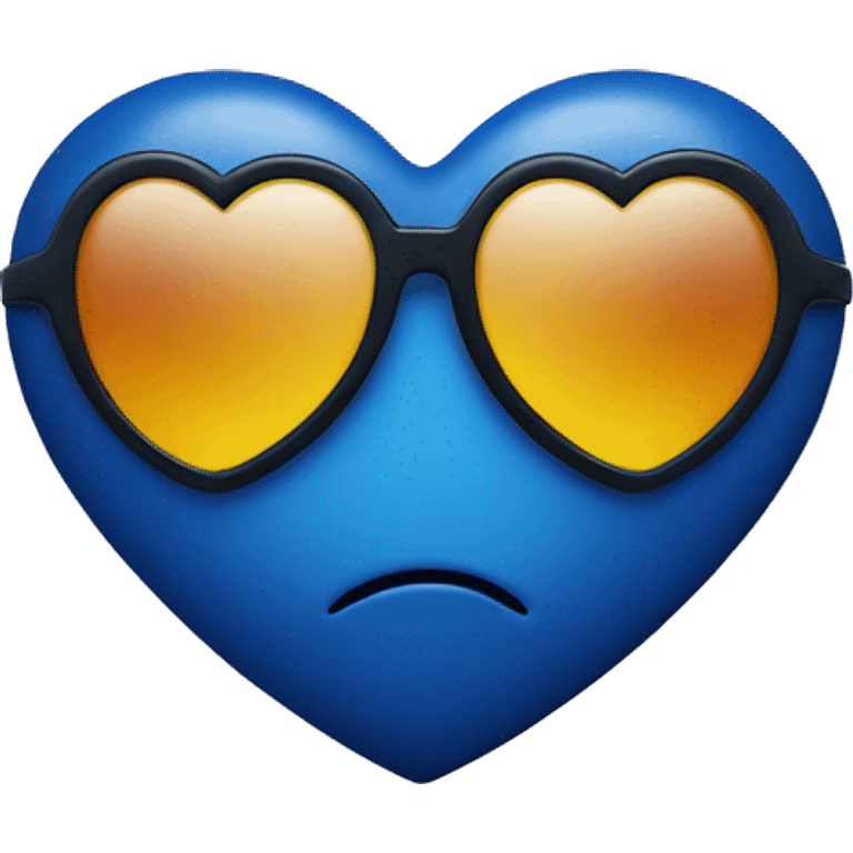 Indigo heart with face and sunglasses emoji