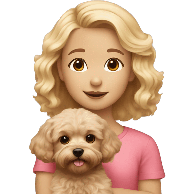 Little blonde girl and brown maltipoo emoji