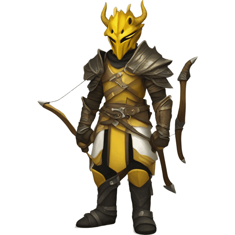 Dragonborn  archer with yellow and white armor and black boots  emoji