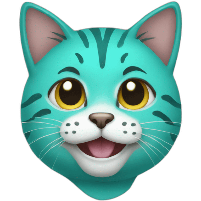 Turquoise cat smile emoji