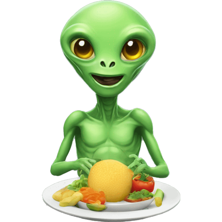 friendly alien with food agenda emoji