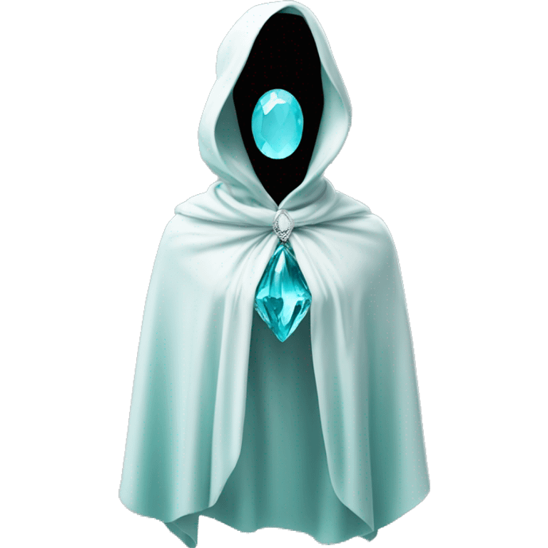 faceless mannequin flapping aquamarine gemstone white cape emoji