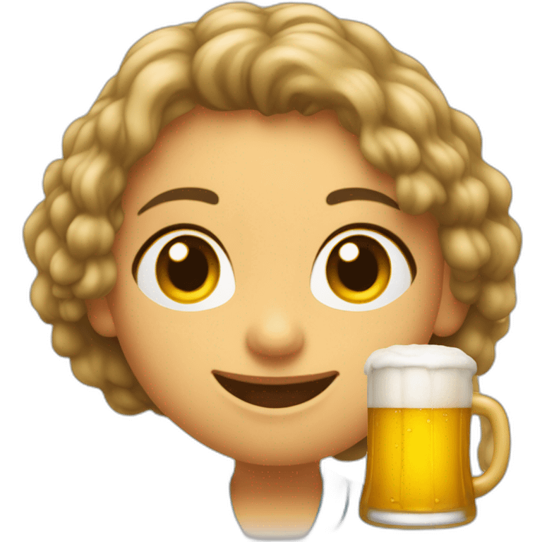 Une mami boua une bière emoji