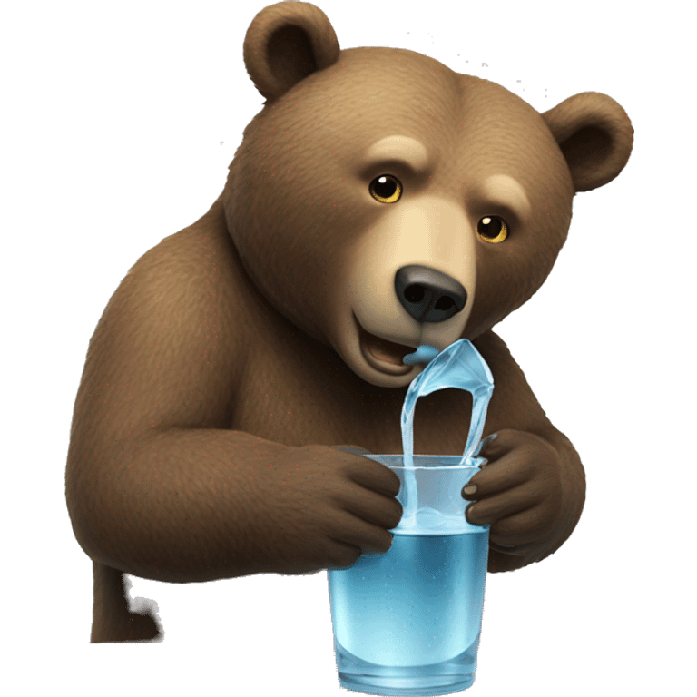 bear drinking water from glass emoji