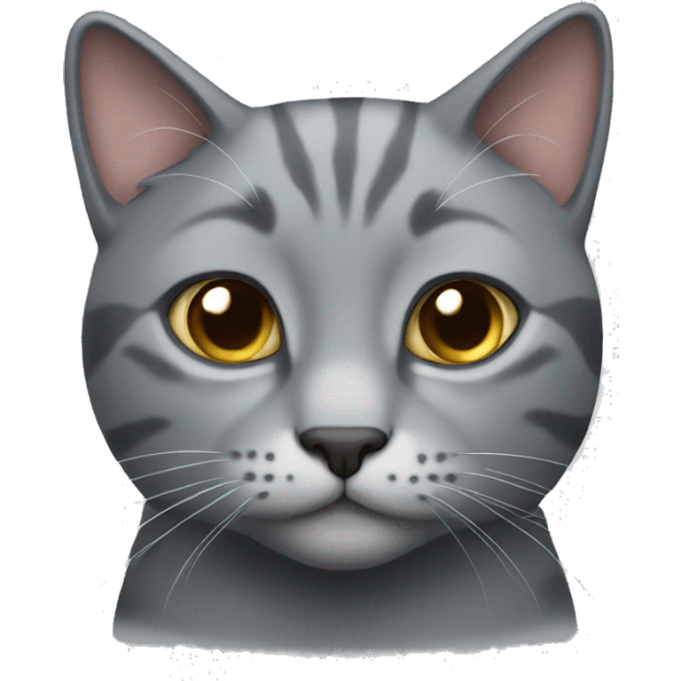 Grey cat with a cute face emoji