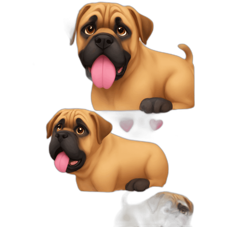 bullmastiff with hearts emoji