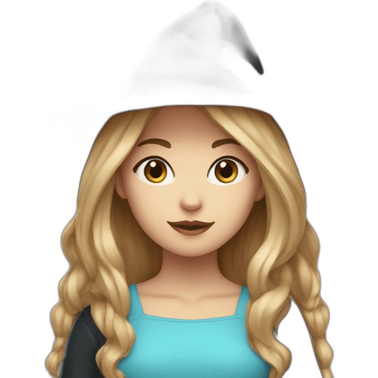 girl with witch hat with dark blond hair with cat ears with light blue eyes emoji