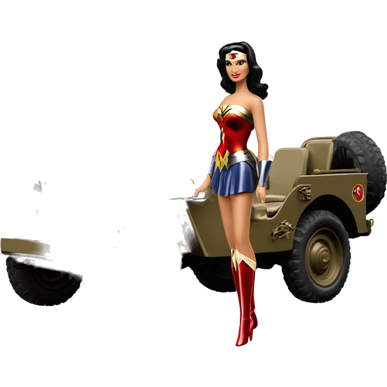  Barbie Diana Prince and Wonder woman’s 1945 Willys army jeep  emoji