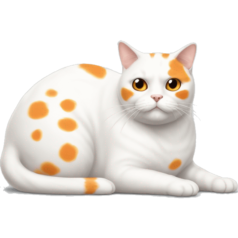 white cat with a lot of orange spots, fat, full body emoji