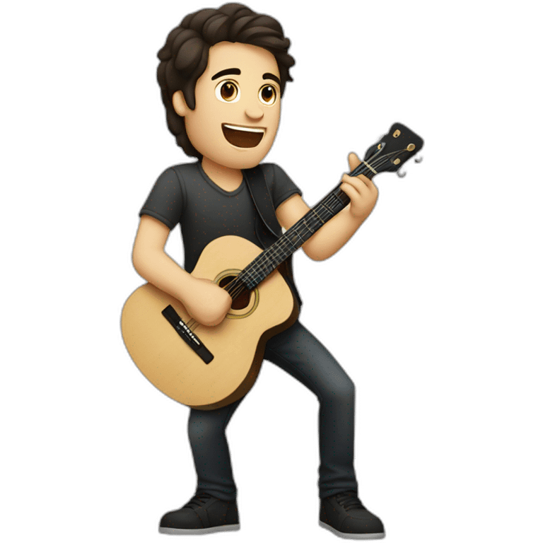 A caucasian guy with dark hair playing guitar and singing in concert emoji