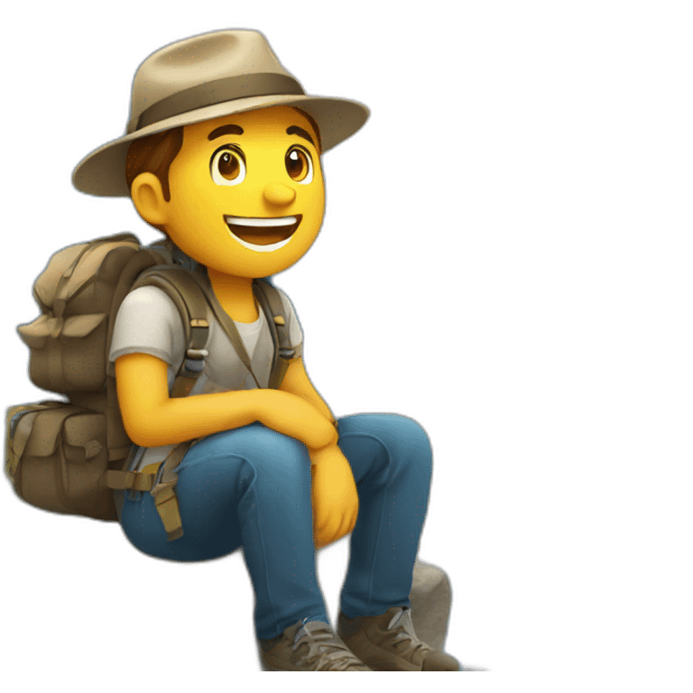 happy traveller with mountains on background emoji