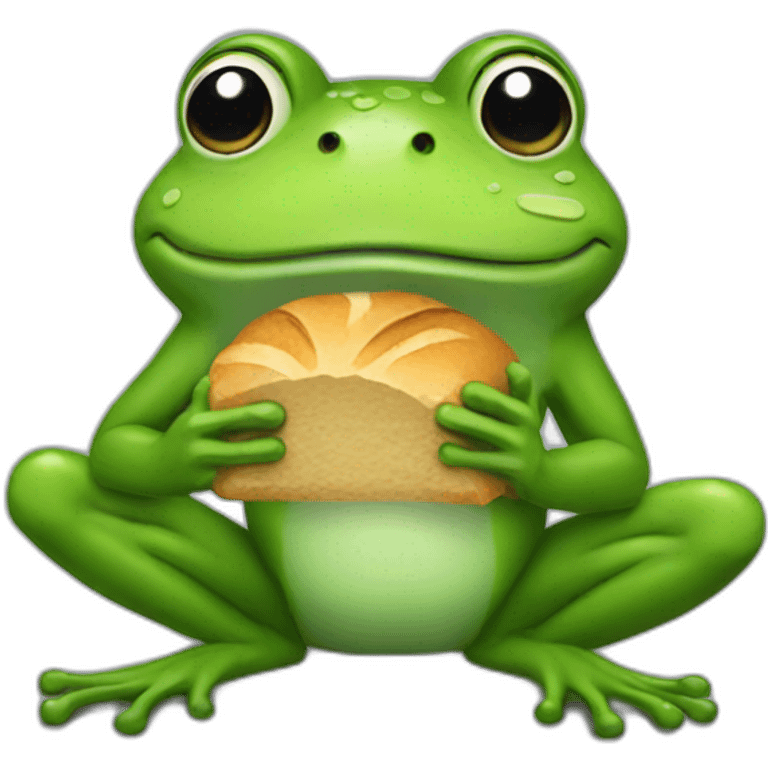 Frog eating bread emoji