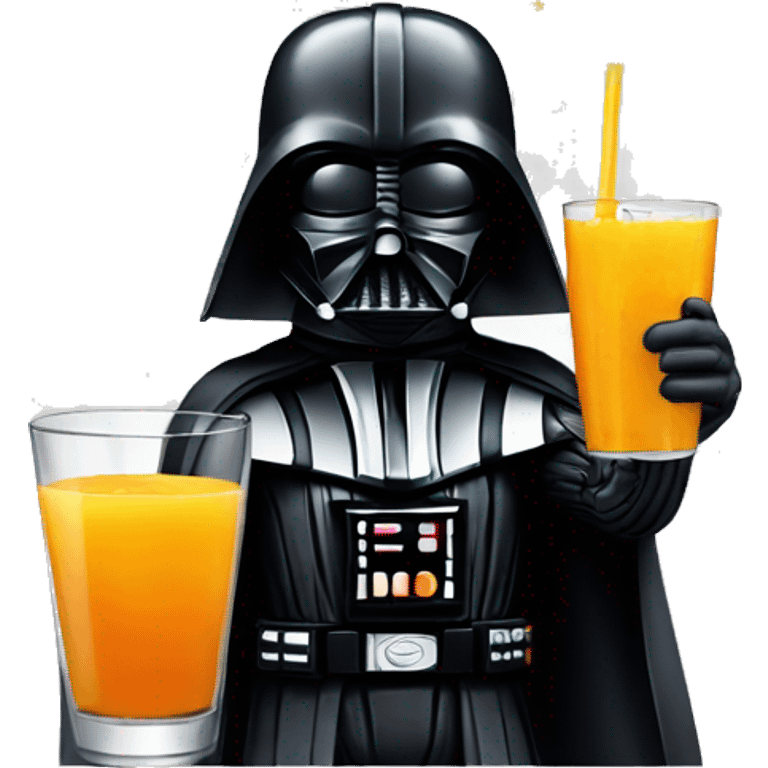 an emoji of darth vader with an orange juice emoji