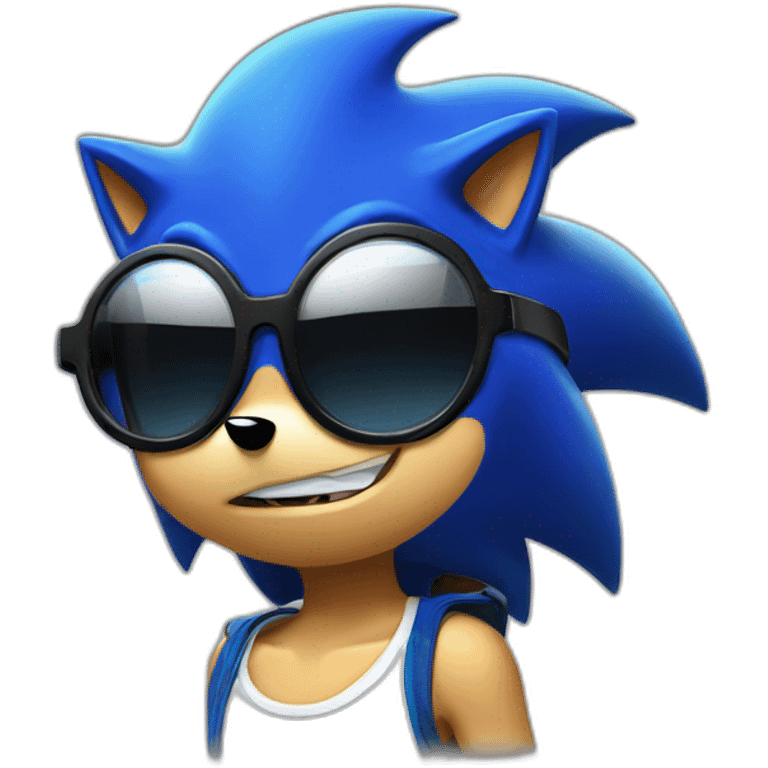 sonic the hedgehog with badass glasses emoji