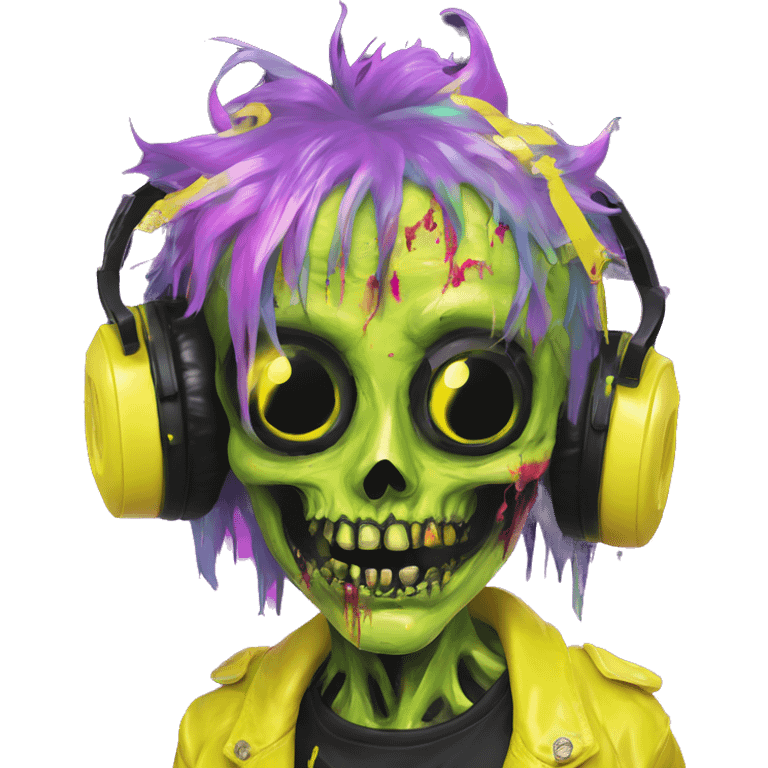 .Zombie_ Vaporwave black holographic dj oilslick zombie unicorn yellow caution tape emoji