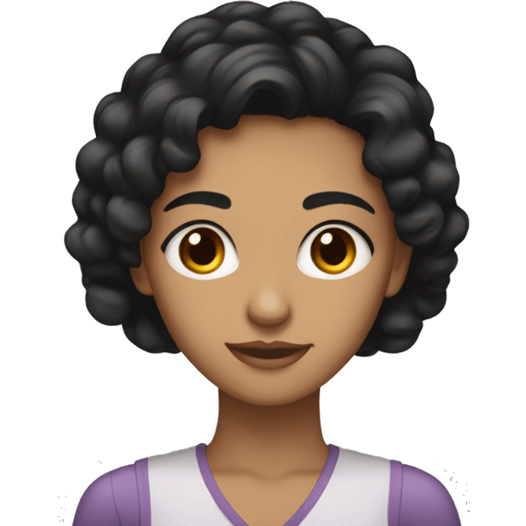 black hair fair skin brown eyes woman in 20s productive emoji