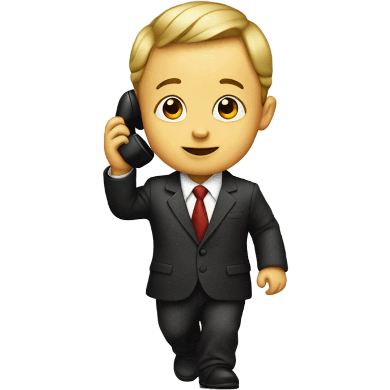 baby in a suit on the phone walking emoji