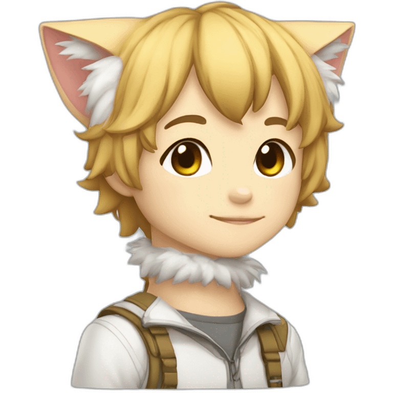 personagem loiro estilo anime com gatinho emoji