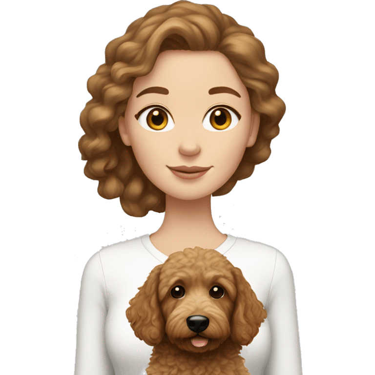 brown haired white girl with mini goldendoodle  emoji