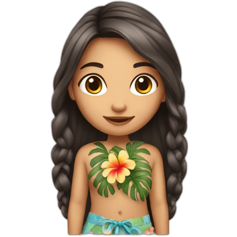 Hawaiian cute long hair girl emoji