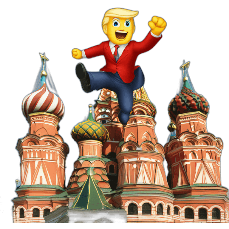 Trump jumping up on the red square in moscow emoji