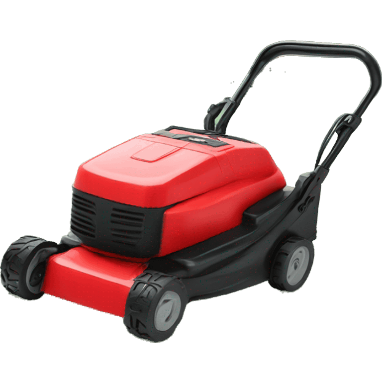 Red battery-powered lawn mower emoji