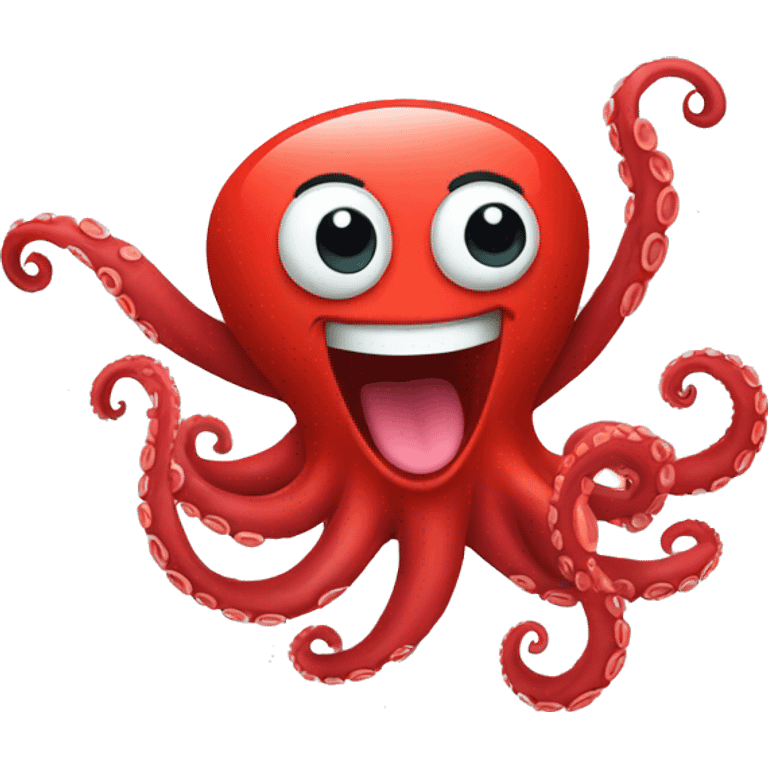 red cartoon octopus dancing mouth open emoji