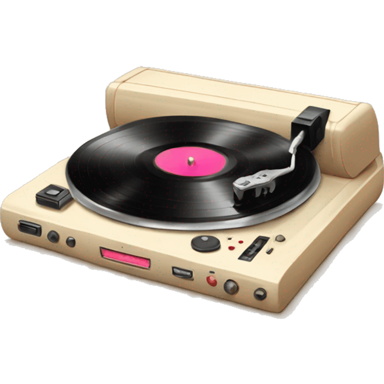 Vintage beige vinyl player cute emoji