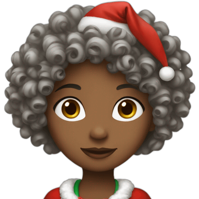 Curly girl in a Christmas costume emoji