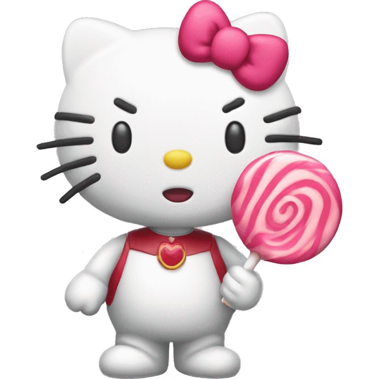 Hello Kitty holding a lollipop emoji