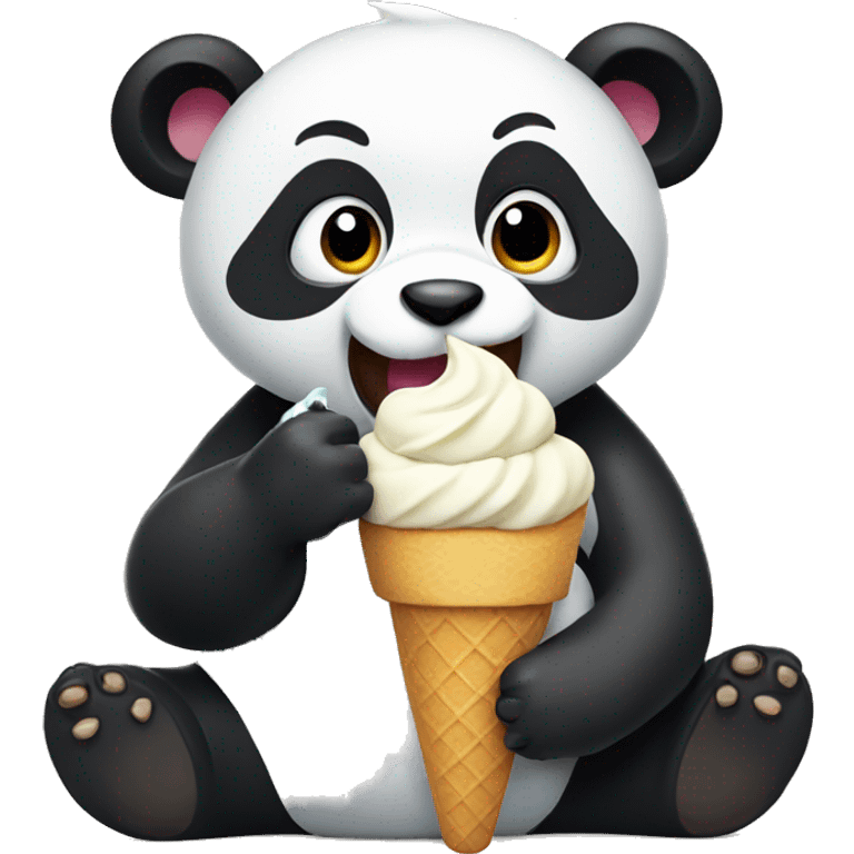 Panda eating ice cream emoji