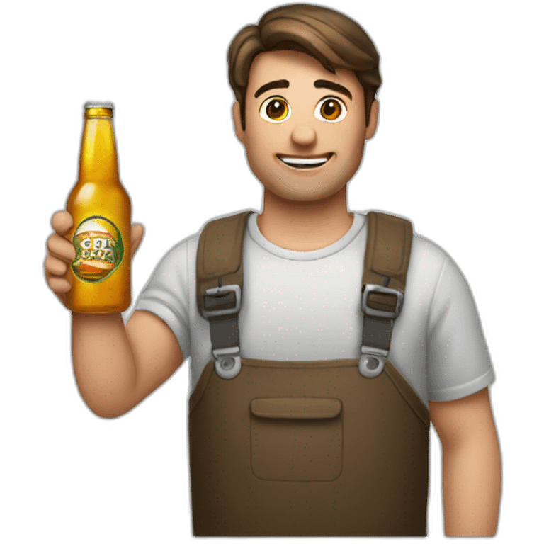 man holding bottled closed beer emoji