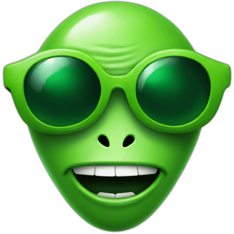 Green cartoon alien with sunglasses  emoji