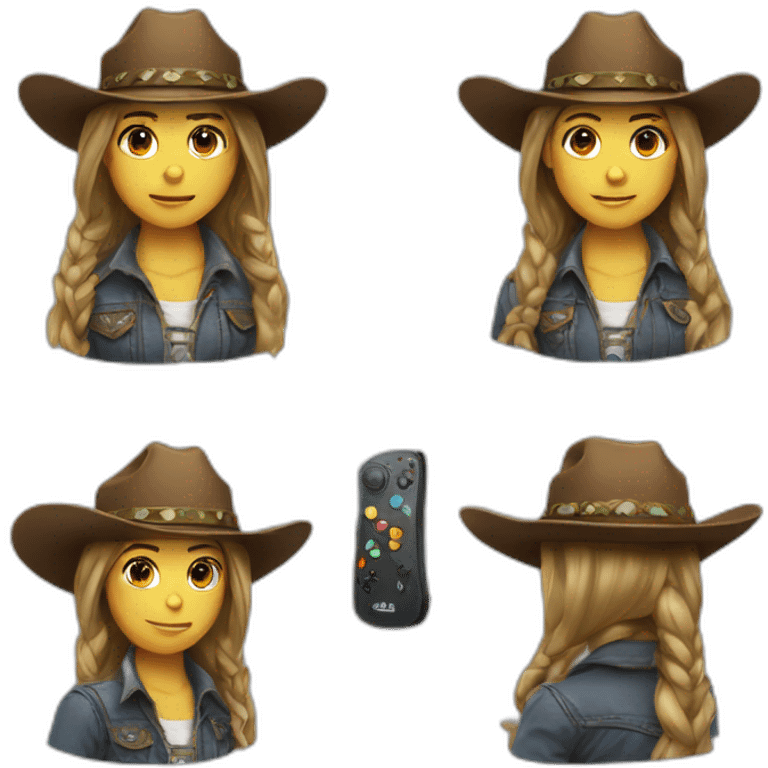 girl with a cowboy hat and a game controller emoji