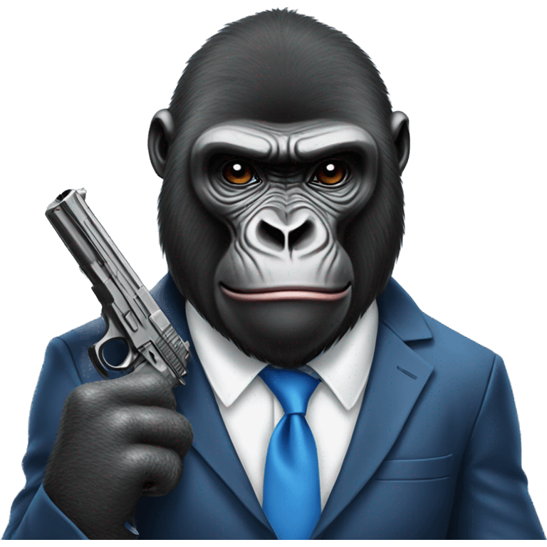 Gorilla Wearing A suit with blue bandanna and a gun emoji