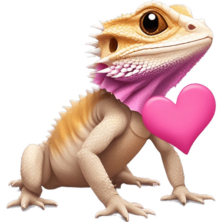 Bearded dragon with pink hearts and super cute emoji