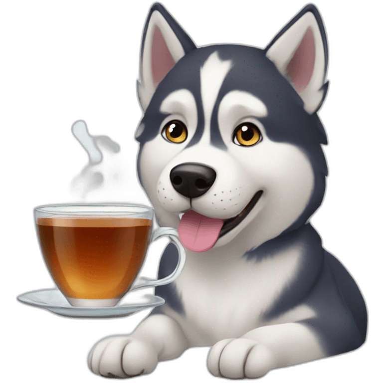 husky with tea emoji