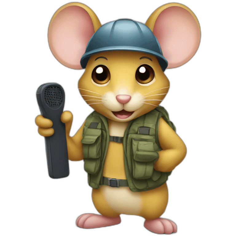 Mouse holding walky talky emoji