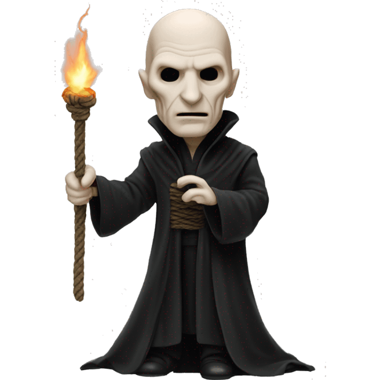 Lord Voldemort in black rope with elder wand in his hand emoji