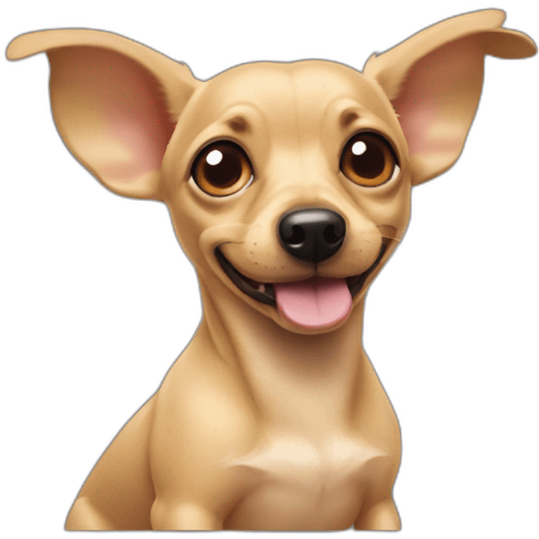 Chiweenie with one ear up and one ear down emoji