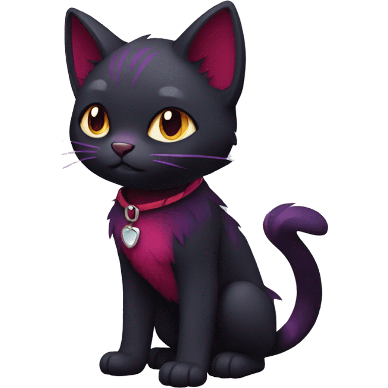 Cute cool dark black red purple cat Fakemon full body emoji