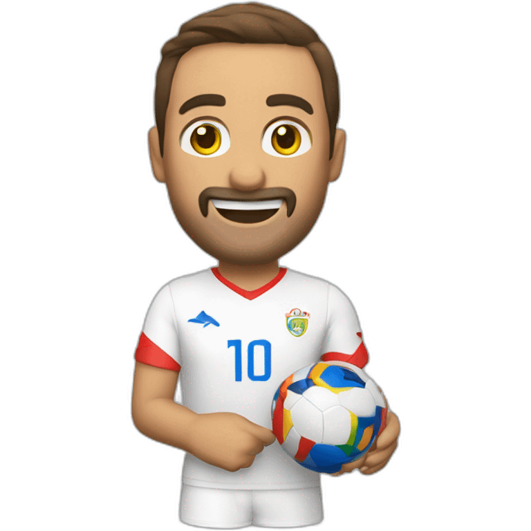 una Impresora 3D, que este imprimiendo una copa del mundo 2022 emoji