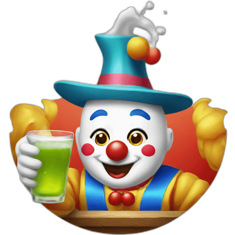 clown drinking Korean soju emoji