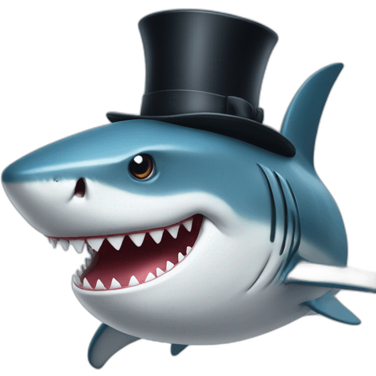 Shark with a top hat emoji