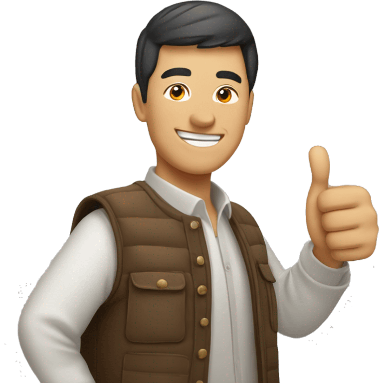 Smiling Kyrgyz man showing thumbs up  emoji